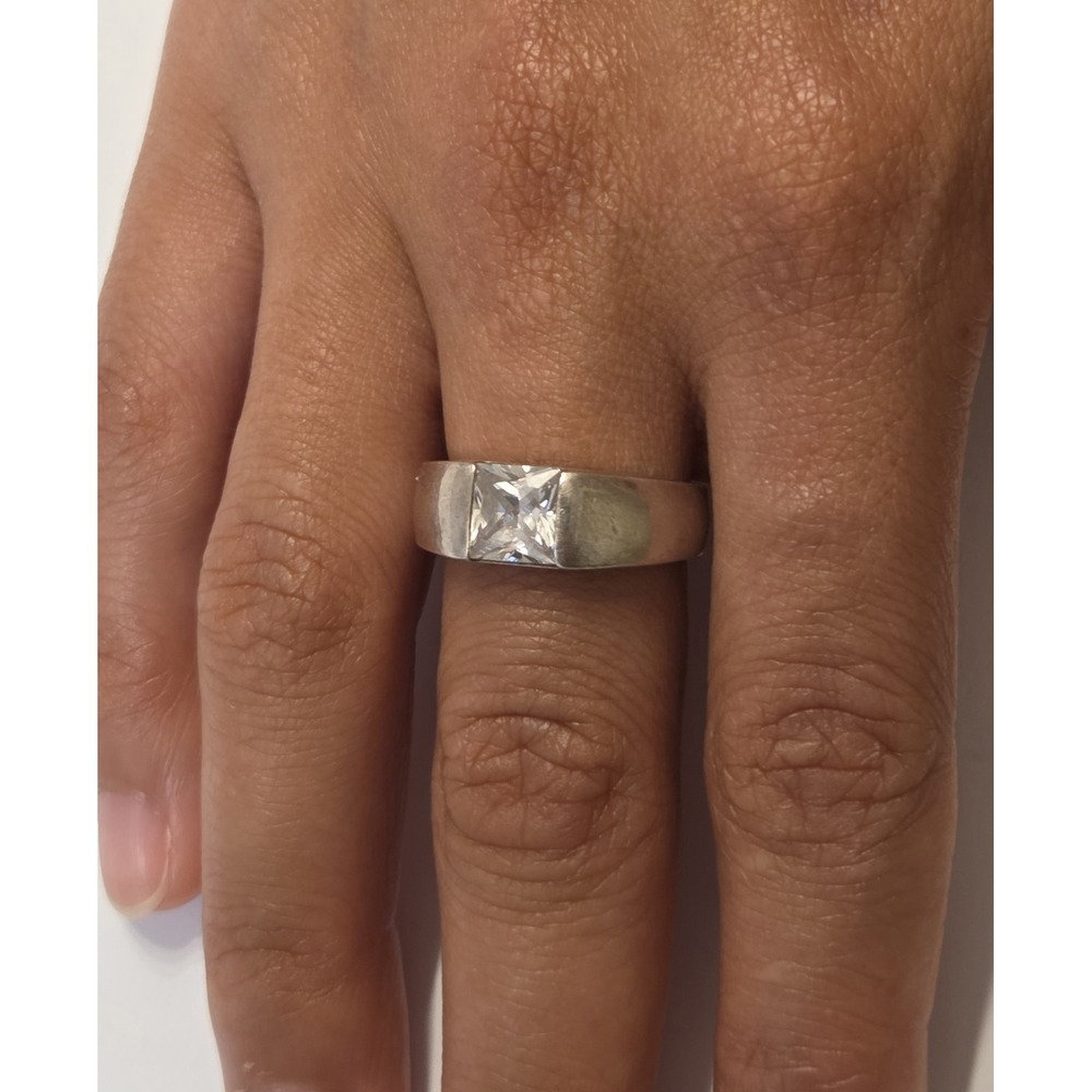 Modernist Metalsmiths SterlingSilverSquare Channel Set Ring Size 8